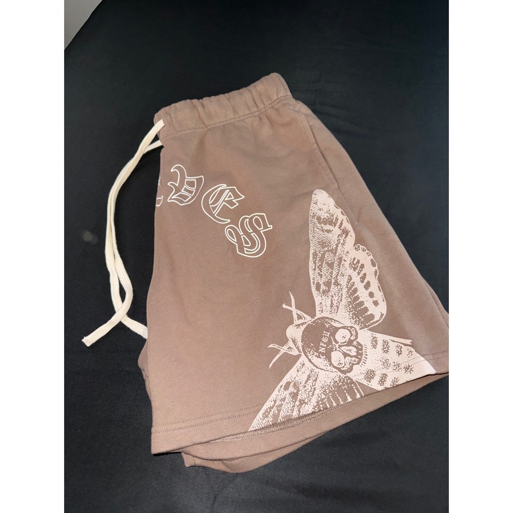 Darc Sport Wolves 1 of 500 Moth Graphic Sweat Shorts Taupe Brown Mens Large NWT